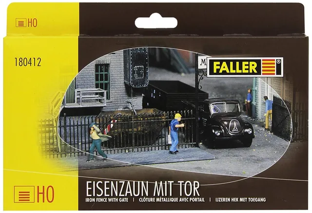 faller-180412-eisenzaun-mit-tor-ausschm-ckung-h0 image 1