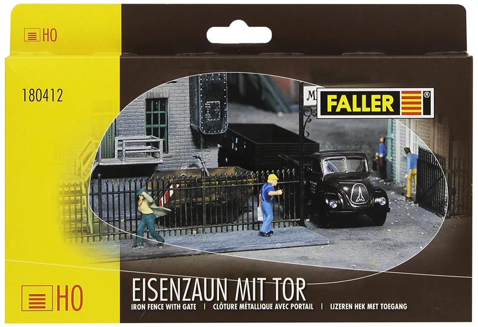 faller-180412-eisenzaun-mit-tor-ausschm-ckung-h0 image 1