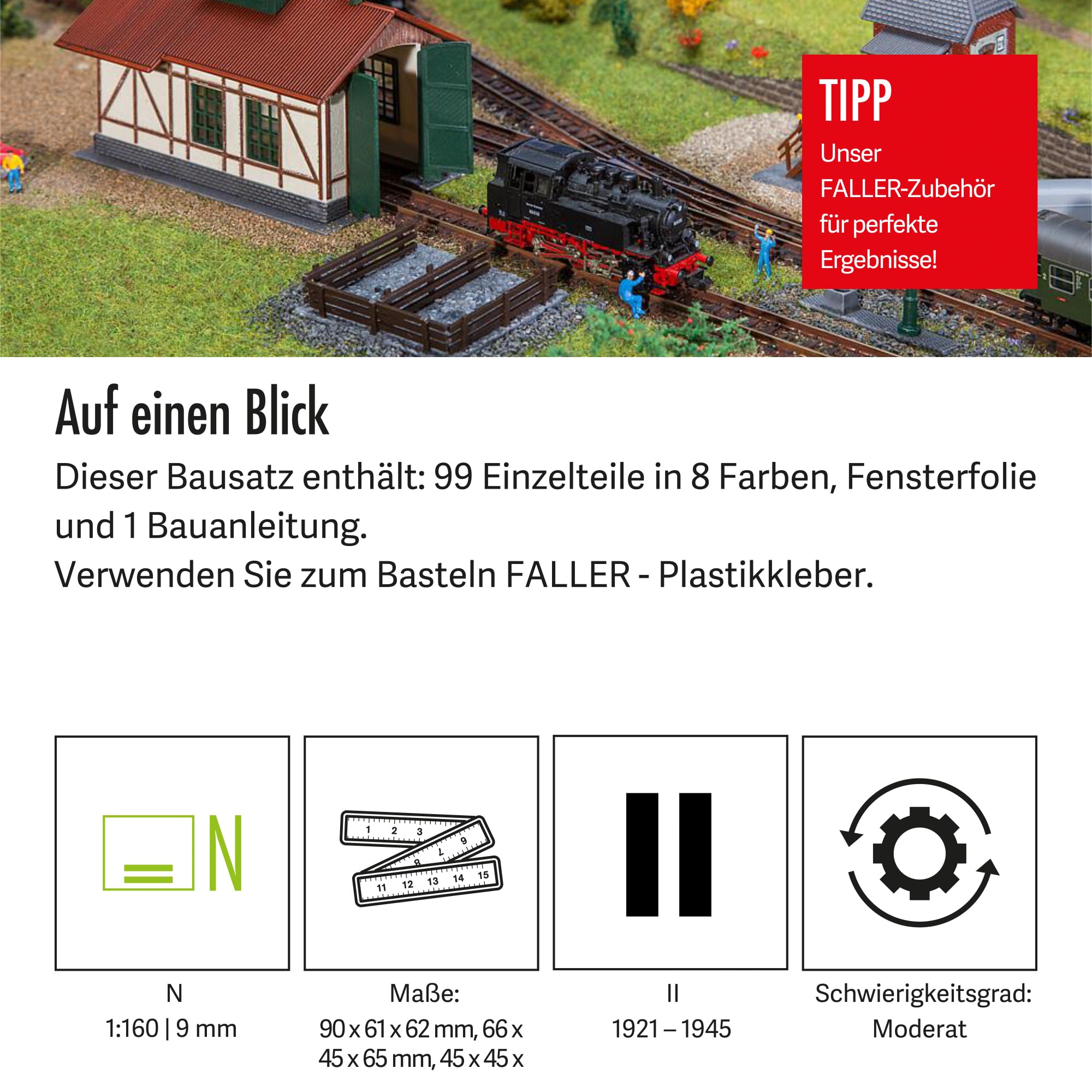 faller-nebenbahnlokschuppen-mit-blockstelle-spur-n-99-teile-epoche-ii image 4