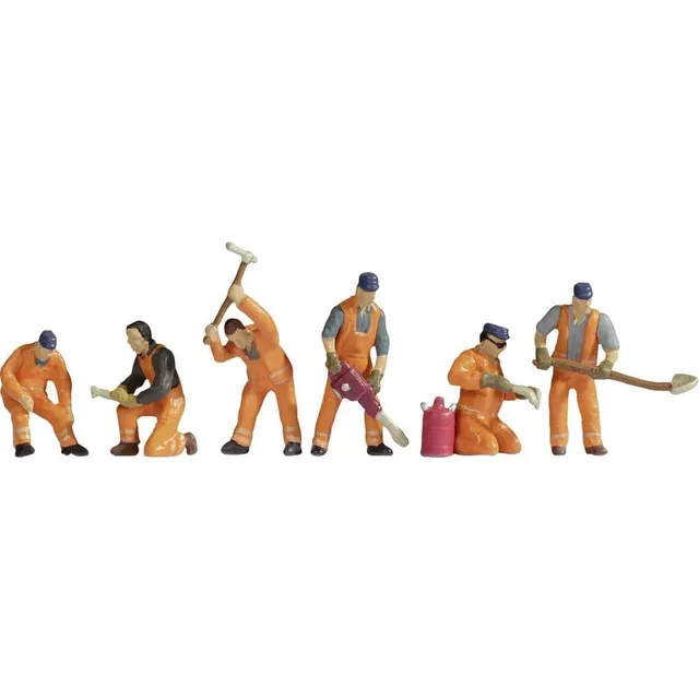 noch-spur-n-gleisbautrupp-6-handbemalte-arbeiterfiguren image 1