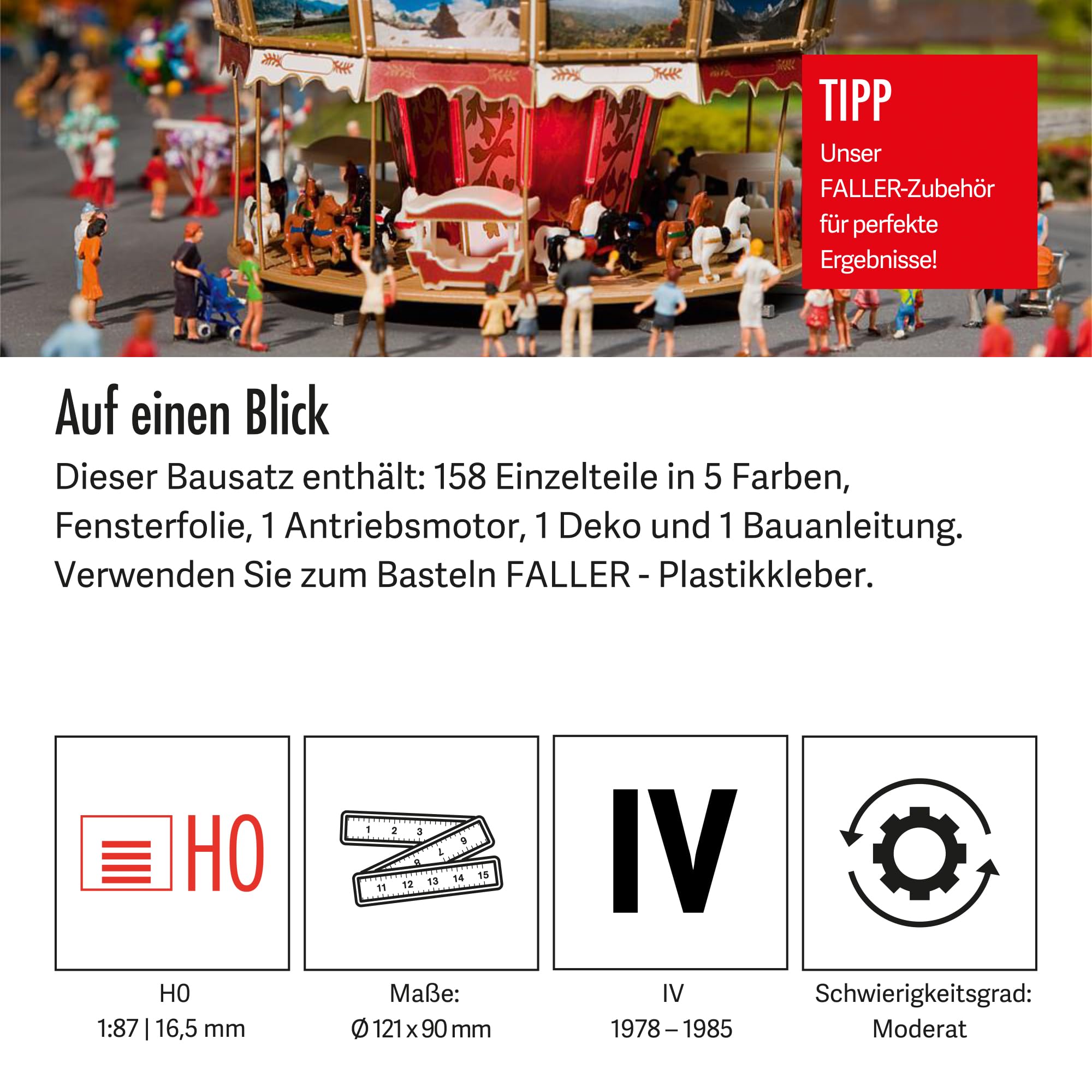 faller-kinderkarussell-modellbausatz-h0-121-x-90-mm-mit-motor image 4
