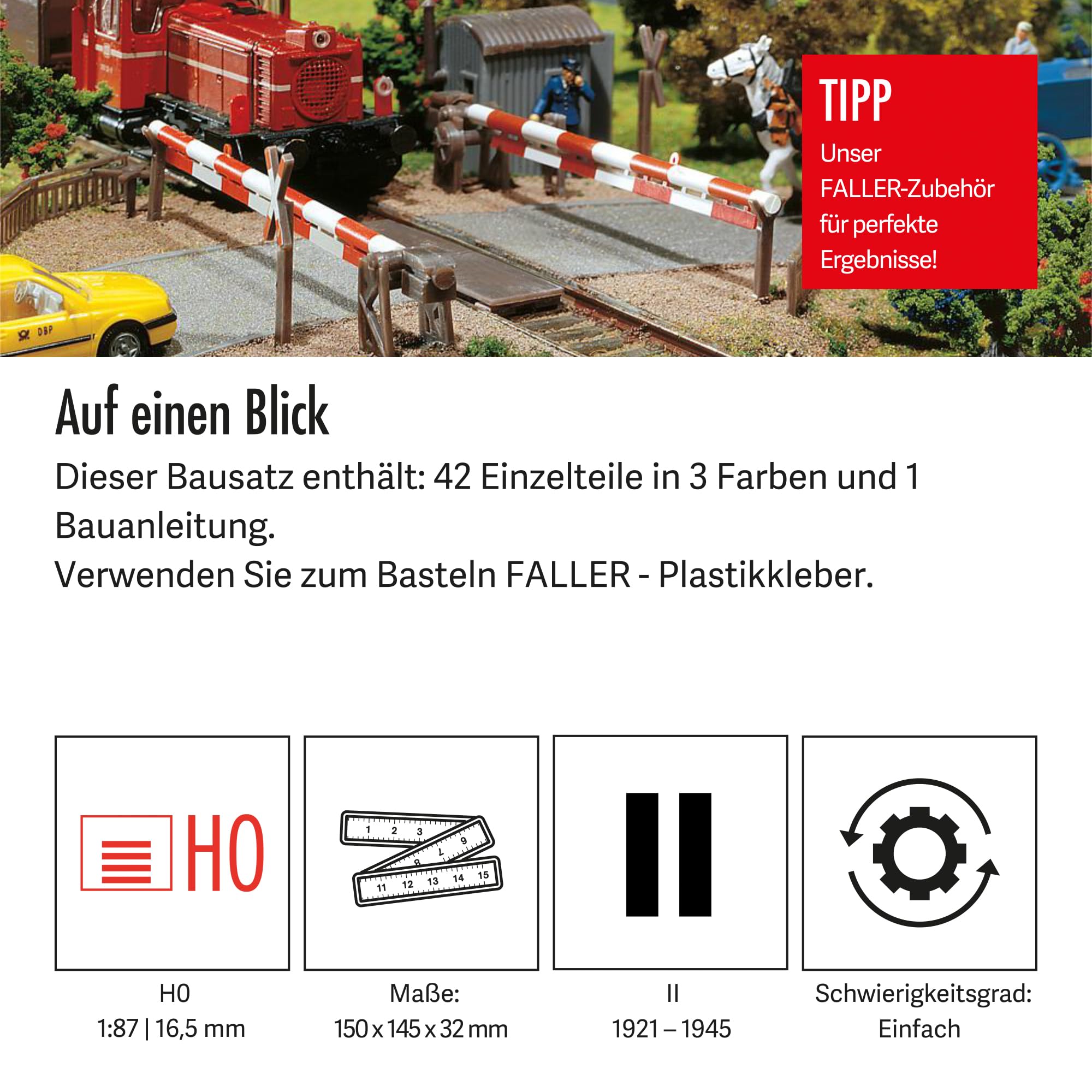 faller-120173-beschrankter-bahn-bergang-h0-bausatz-150x145x32-mm image 4