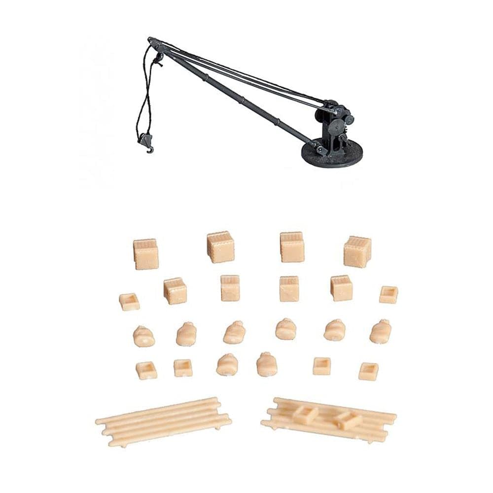 faller-222176-verladekran-mit-ladegut-geb-ude-bausatz-spur-n-beige image 1