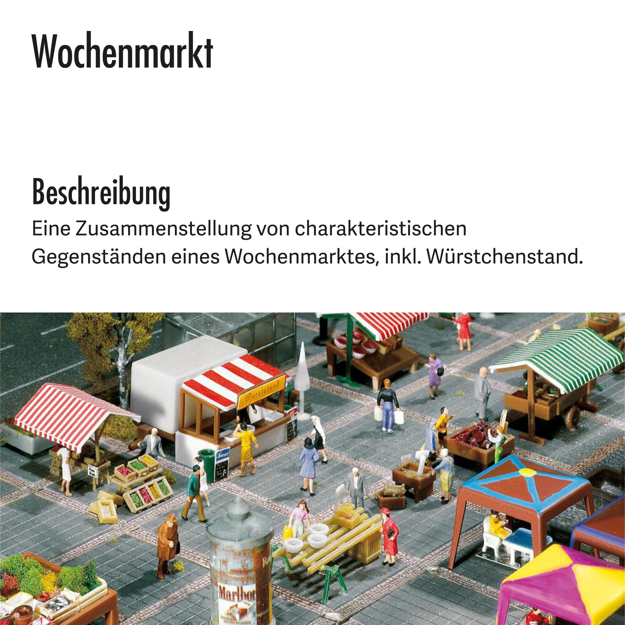 faller-wochenmarkt-modellbausatz-spur-n-mit-w-rstchenstand-147-teile-epoche-3 image 3
