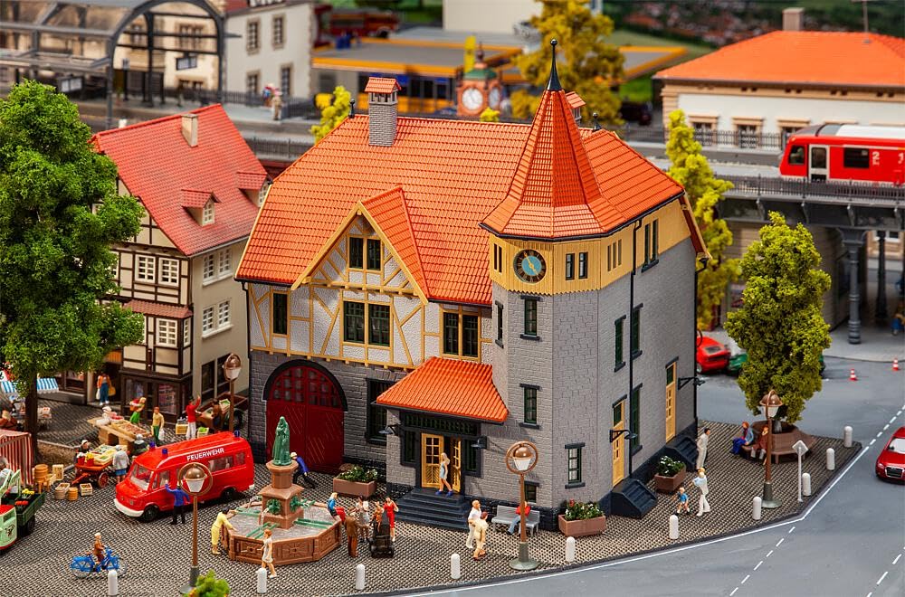 faller-rathaus-mit-feuerwehrgarage-geb-ude-bausatz-h0 image 2