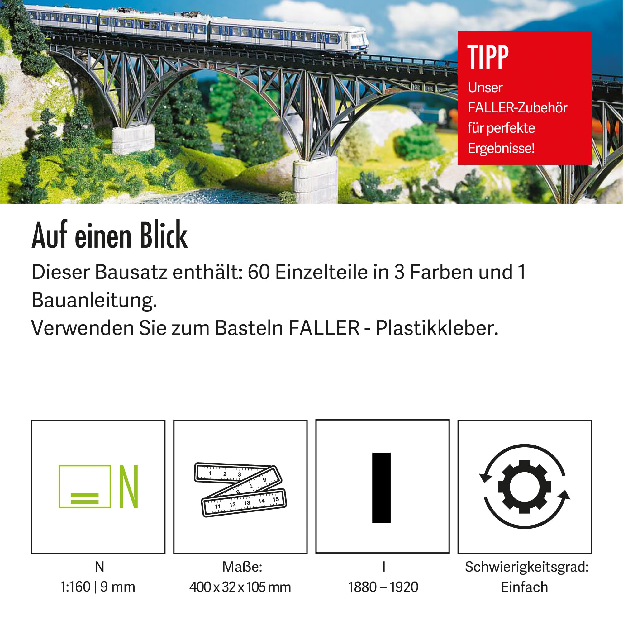 faller-st-tzbogenbr-cke-modellbausatz-n-400-x-32-x-105-mm image 4