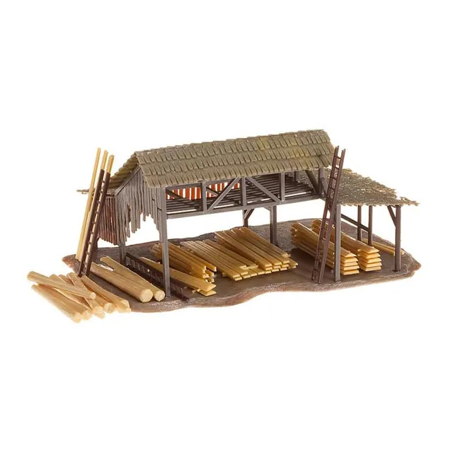 faller-130288-holzlager-mit-st-mmen-bausatz-h0-small image 1