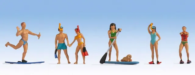 noch-h0-figuren-set-wassersportler-6-handbemalte-miniaturen-1-87 image 1