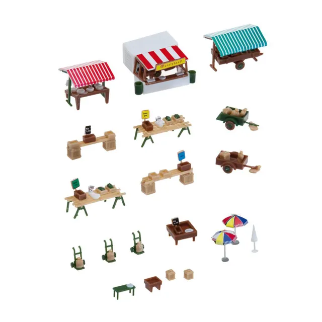 faller-wochenmarkt-modellbausatz-spur-n-mit-w-rstchenstand-147-teile-epoche-3 image 1
