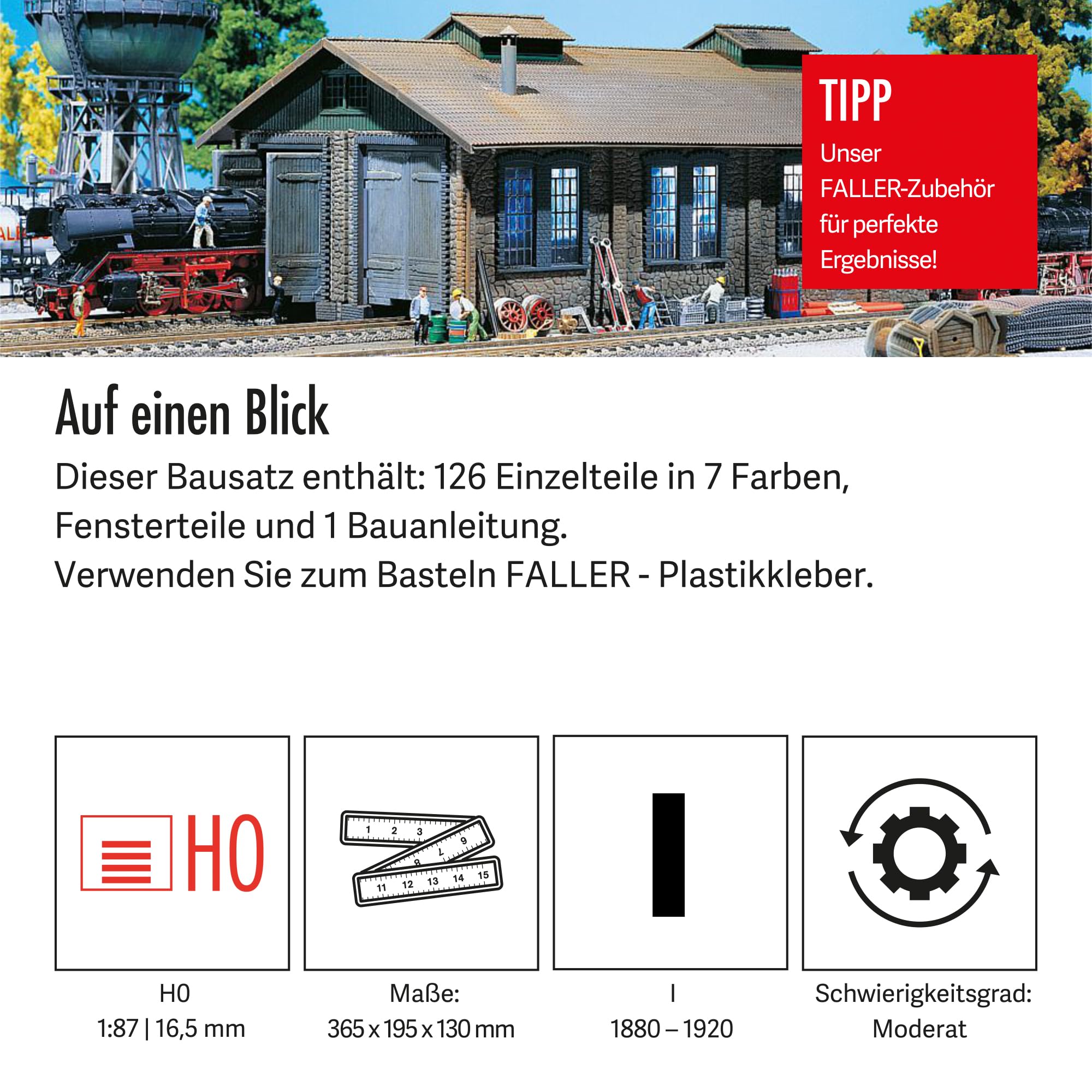 faller-lokschuppen-2-st-ndig-h0-bausatz-365-x-195-x-130-mm-wei image 4