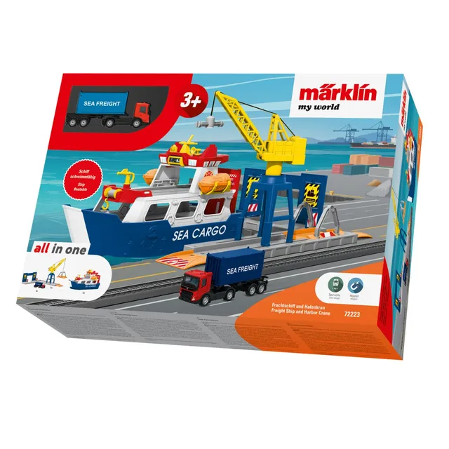 m-rklin-my-world-72223-frachtschiff-und-hafenkran-h0-spielset-ab-3-jahren image 1