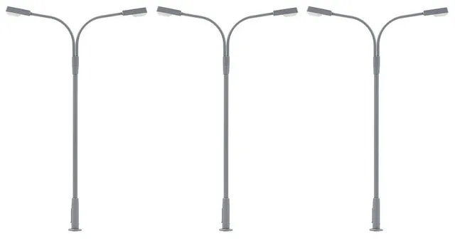 faller-180120-led-kofferleuchte-zweiarmig-kaltwei-3-st-ck-spur-h0 image 1