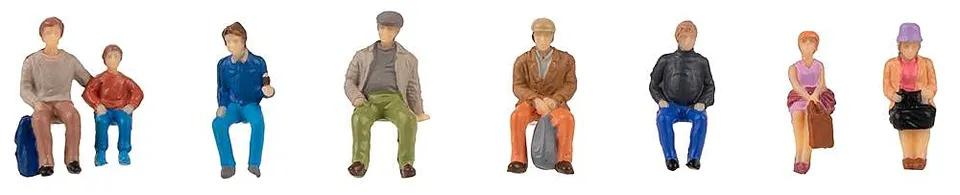 faller-sitzende-reisende-bemalte-h0-figuren-set image 1