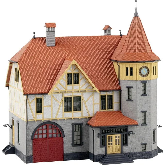 faller-rathaus-mit-feuerwehrgarage-geb-ude-bausatz-h0 image 1