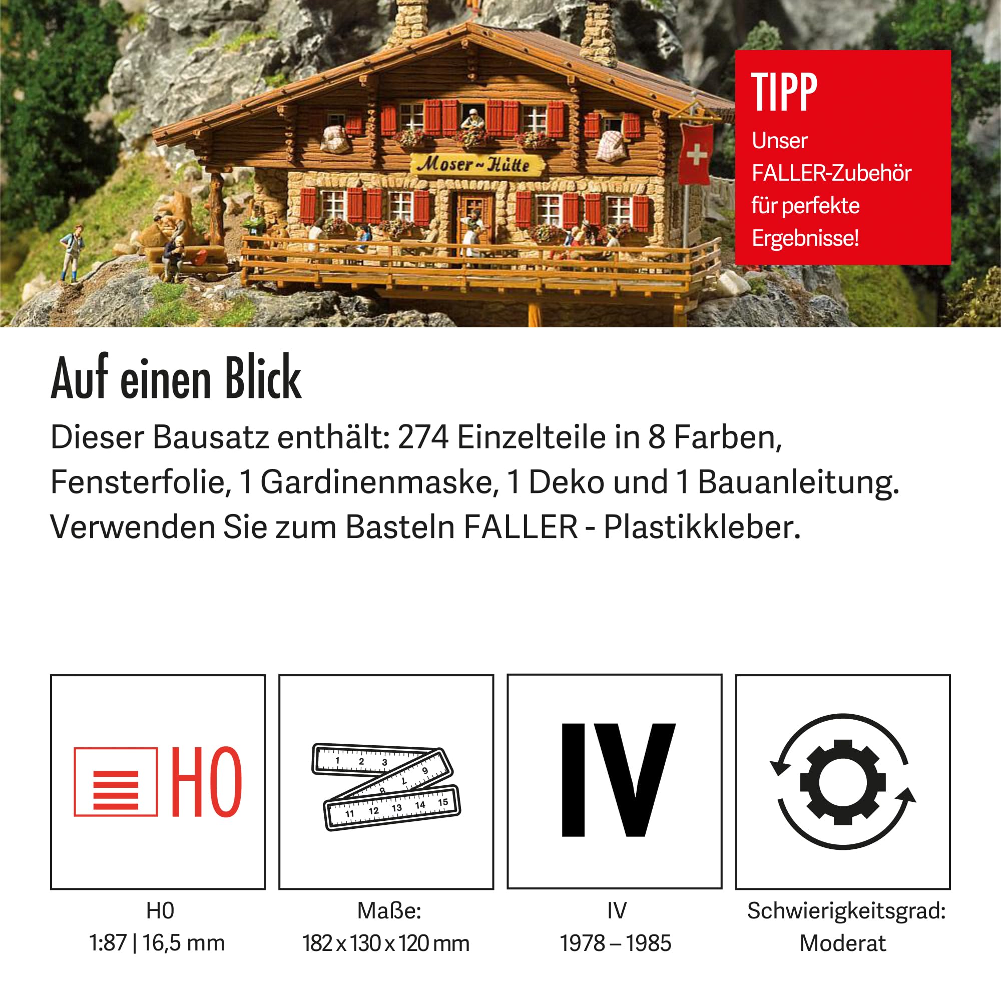faller-hochgebirgsh-tte-moser-h-tte-h0-modellbausatz-182-x-130-x-120-mm image 4