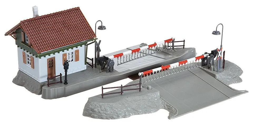 faller-120174-h0-bahn-bergang-mit-schrankenw-rterhaus-bausatz image 1