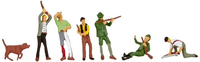 noch-15060-j-ger-holzf-ller-figuren-set-7-figuren-mit-hund-spur-h0 image 1