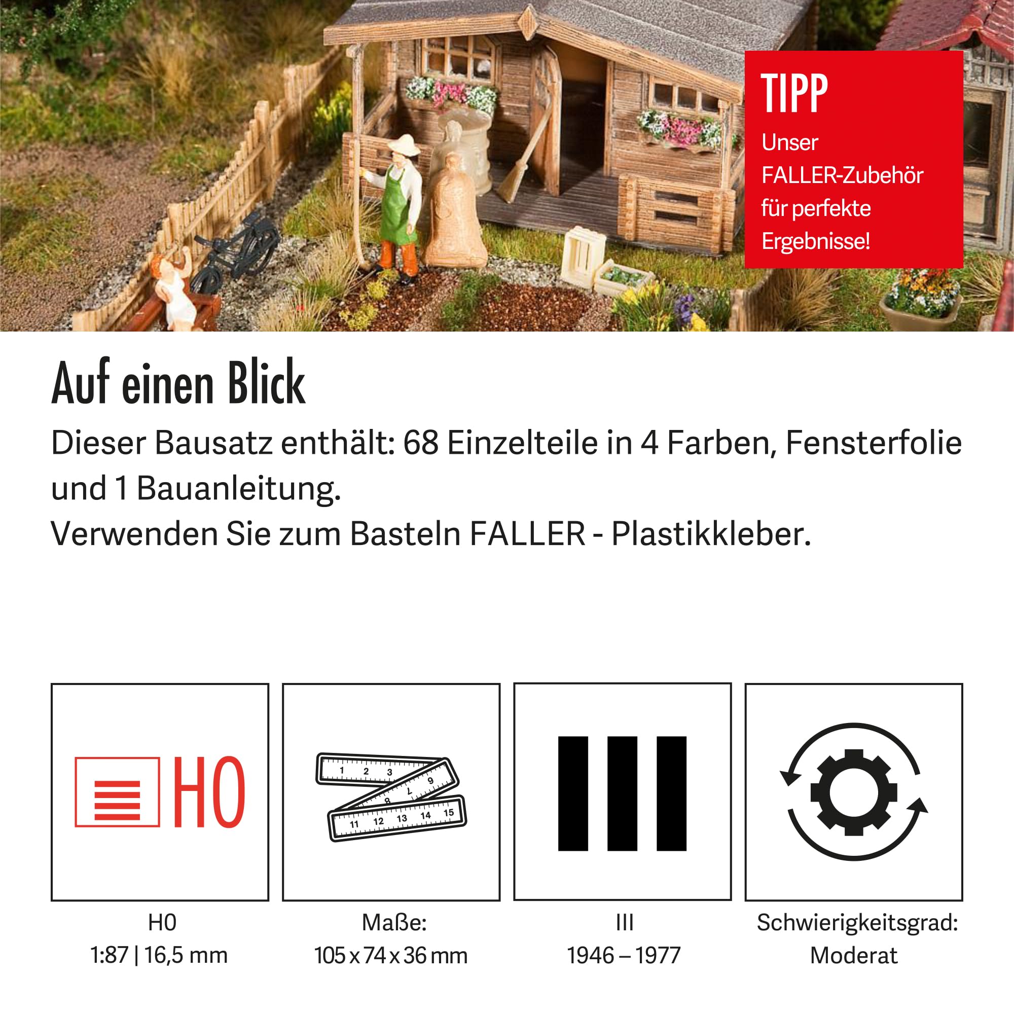 faller-schrebergarten-mit-gartenh-uschen-h0-68-teile image 4