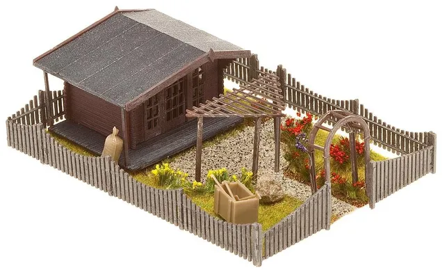 faller-180491-h0-schrebergarten-mit-gartenlaube-bausatz image 1