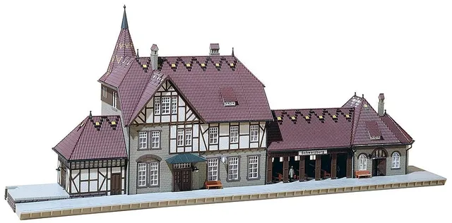 faller-bahnhof-schwarzburg-modellbausatz-h0-geb-ude-550-x-185-x-230-mm image 1