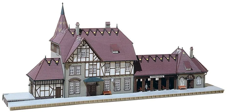 faller-bahnhof-schwarzburg-modellbausatz-h0-geb-ude-550-x-185-x-230-mm image 1
