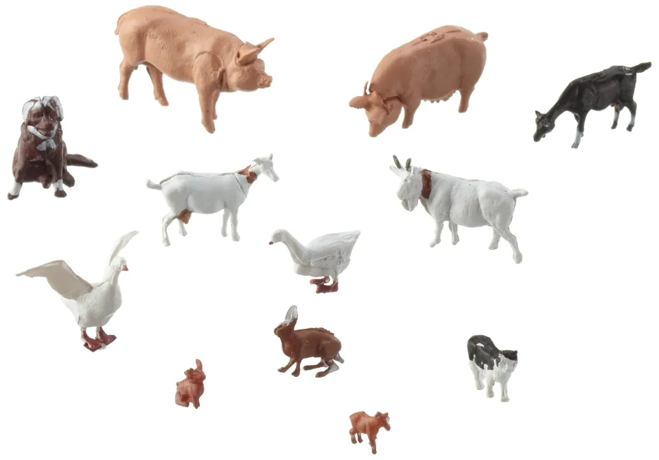 noch-tiere-auf-dem-bauernhof-figuren-set-h0-12-teilig image 1