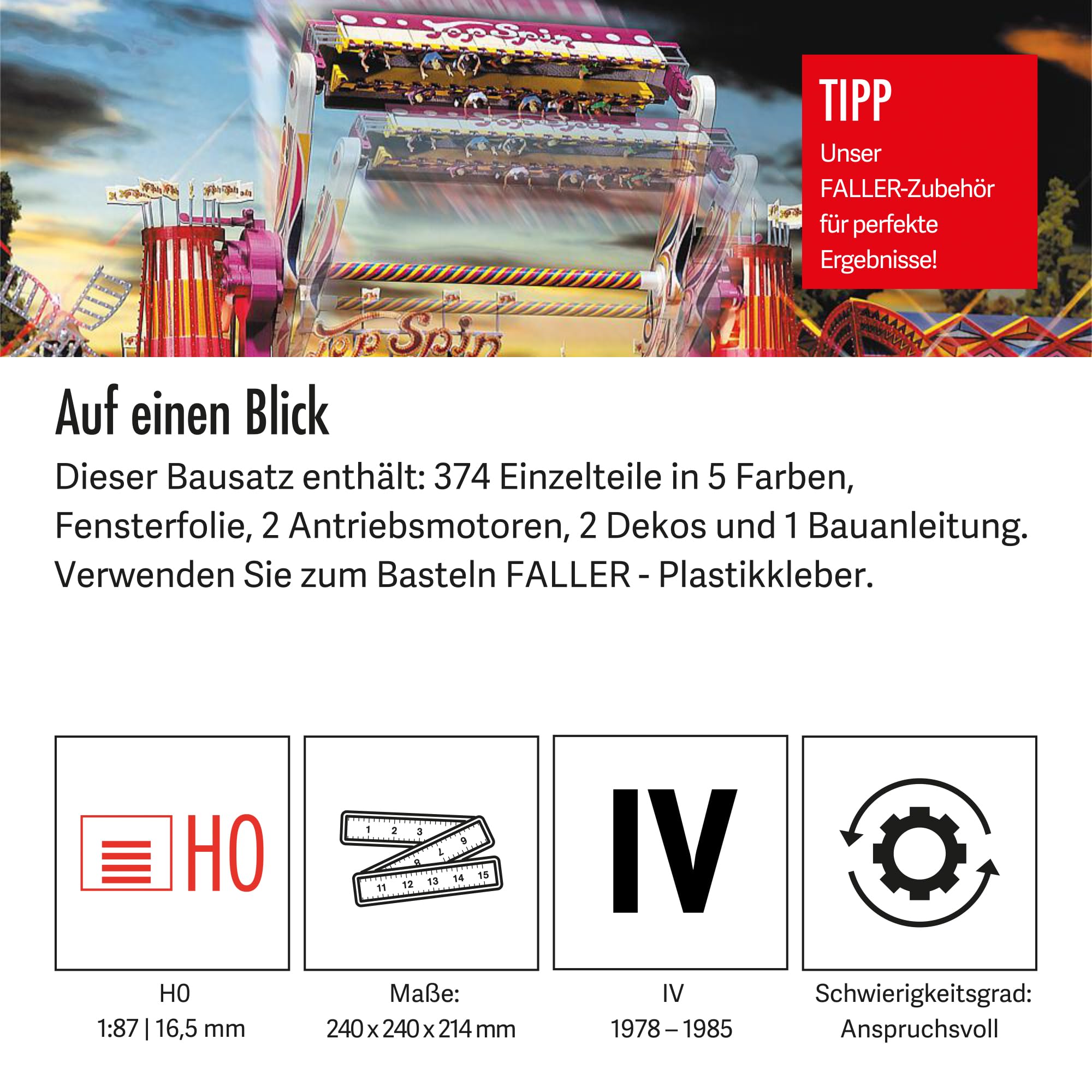 faller-karussell-top-spin-kirmes-bausatz-240x240x214-mm-h0 image 4