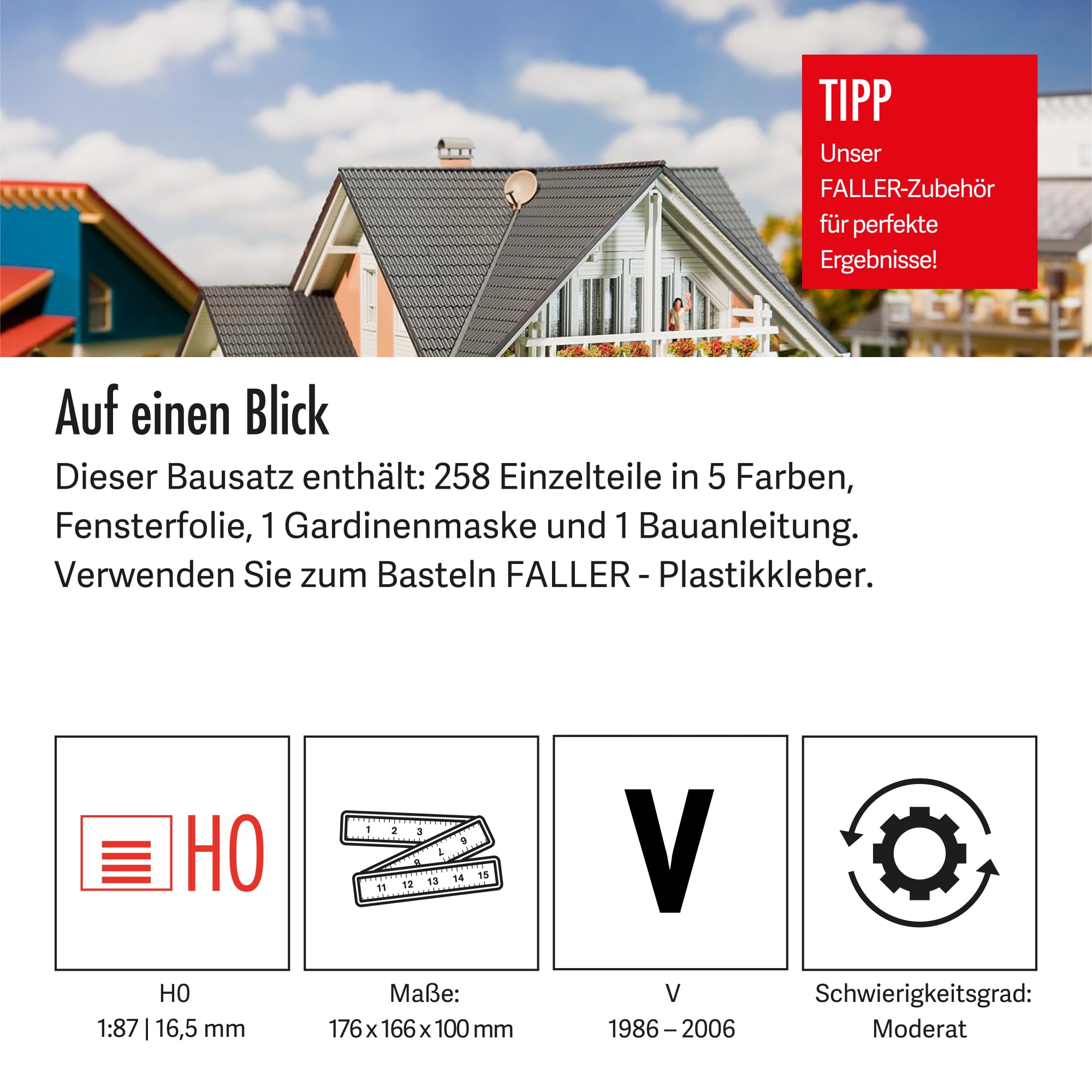 faller-haus-prestige-h0-einfamilienhaus-wintergarten-258-teile image 4